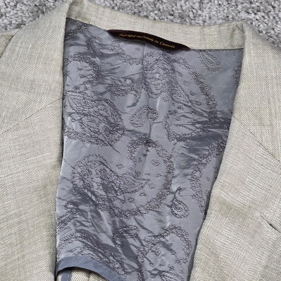 Robert Talbott Carmel Blazer 44R Men's Tan Wool Silk Linen Sport Coat Canada - Picture 5 of 16
